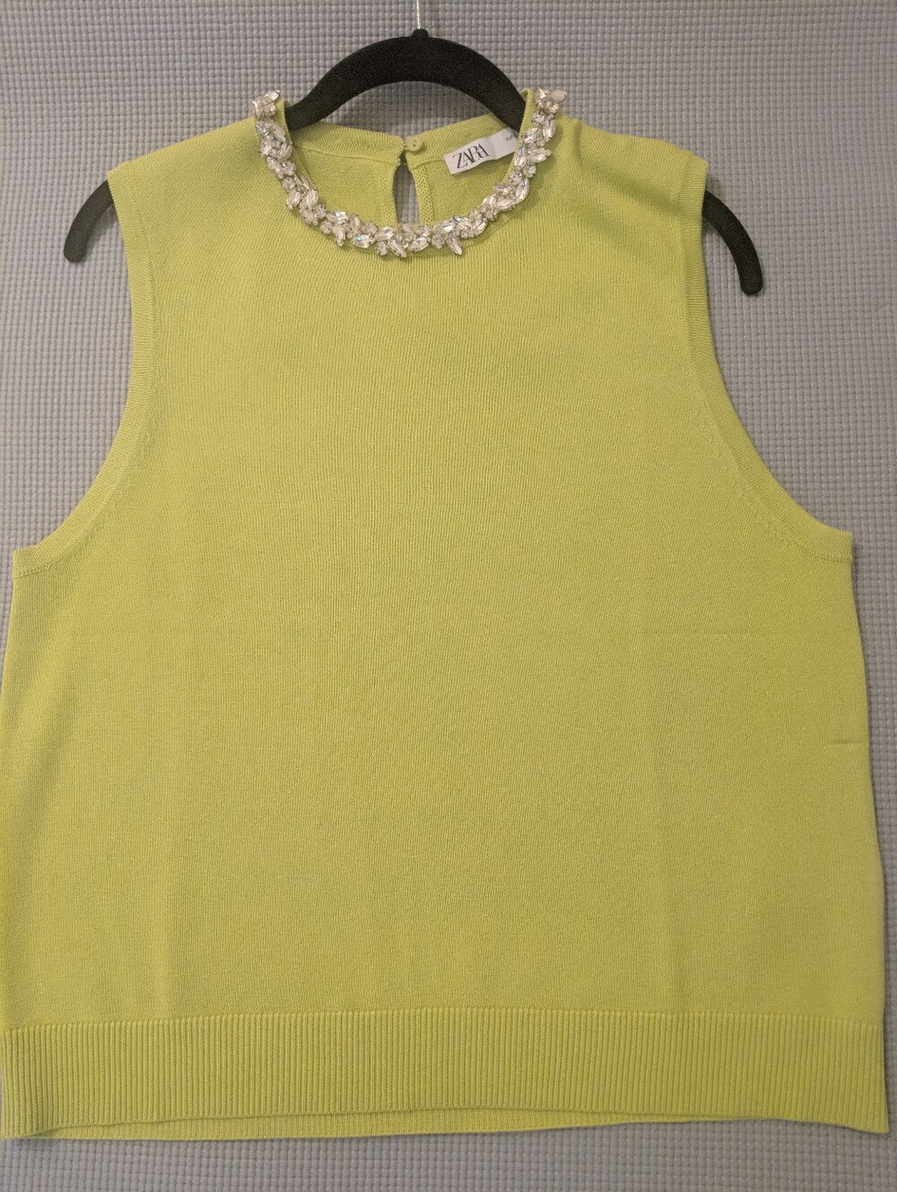 ZARA Lime Jeweled Knit Tank